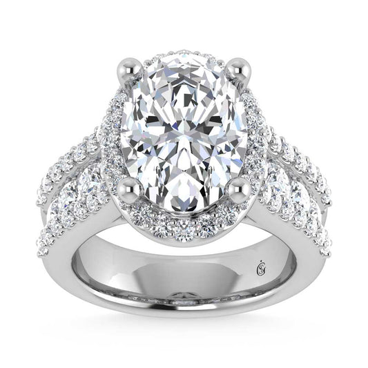 14K White Gold Lab Grown Diamond 6 7/8 Ct.Tw. Round Shank Engagement Ring (IGI Certified Center 5ct)