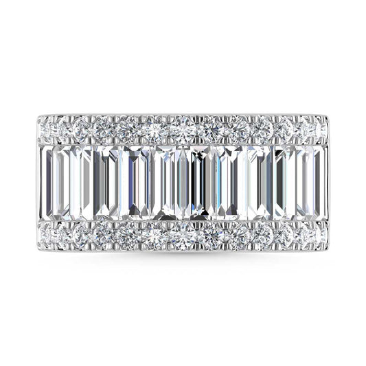14K White Gold Round & Baguette Lab Grown Diamond 4 Ct.Tw. Wedding Band