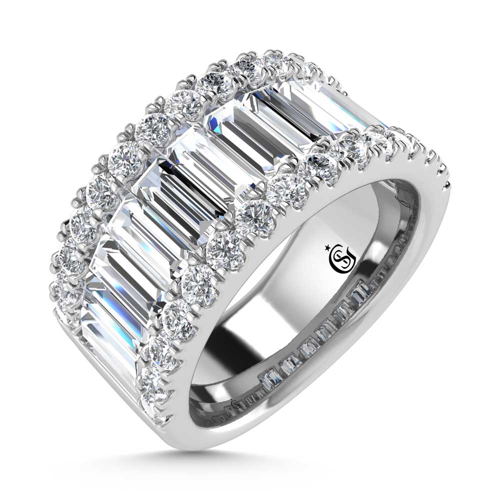 14K White Gold Round & Baguette Lab Grown Diamond 4 Ct.Tw. Wedding Band