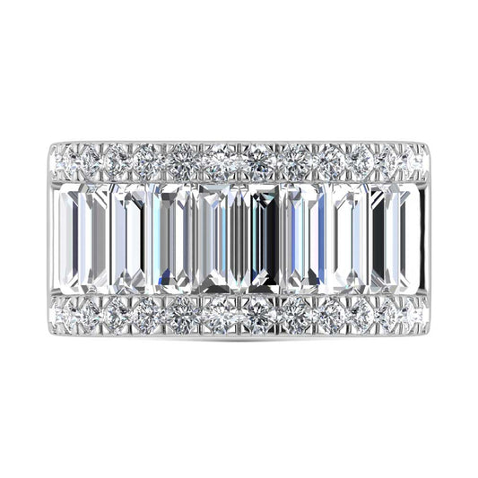 14K White Gold Round & Baguette Lab Grown Diamond 6 Ct.Tw. Wedding Band