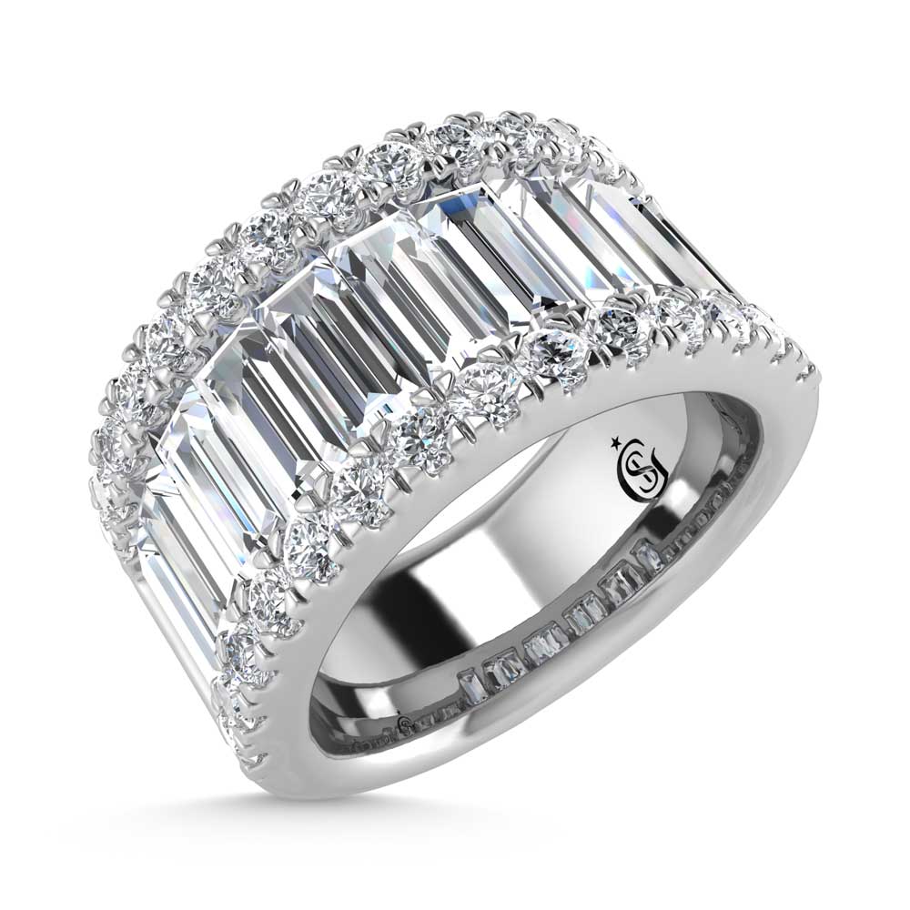 14K White Gold Round & Baguette Lab Grown Diamond 6 Ct.Tw. Wedding Band