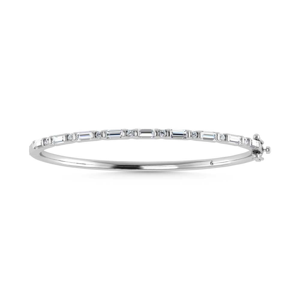 14K White Gold Lab Grown Diamond 7 Ct.Tw. Cuff Bangle