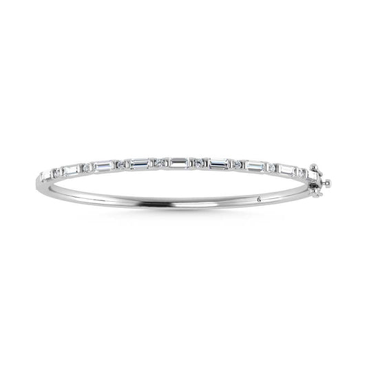 14K White Gold Lab Grown Diamond 7 Ct.Tw. Cuff Bangle