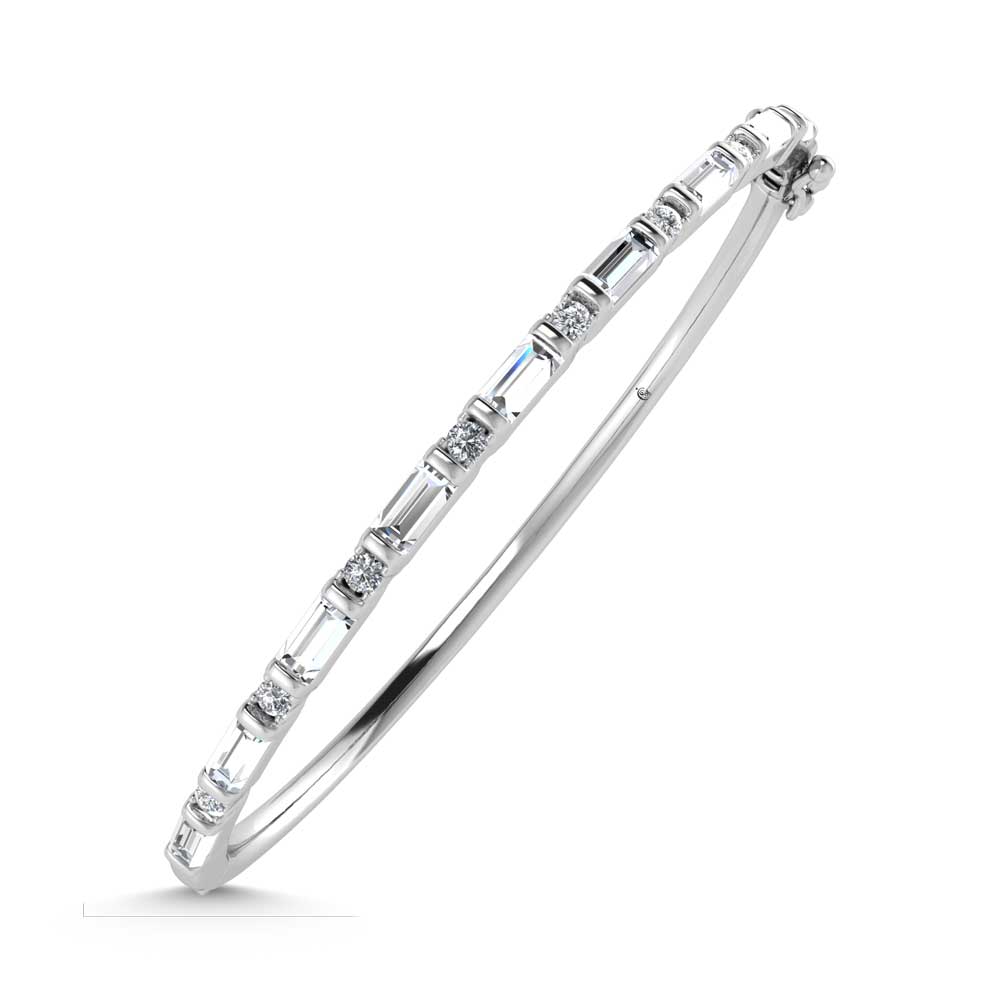 14K White Gold Lab Grown Diamond 7 Ct.Tw. Cuff Bangle