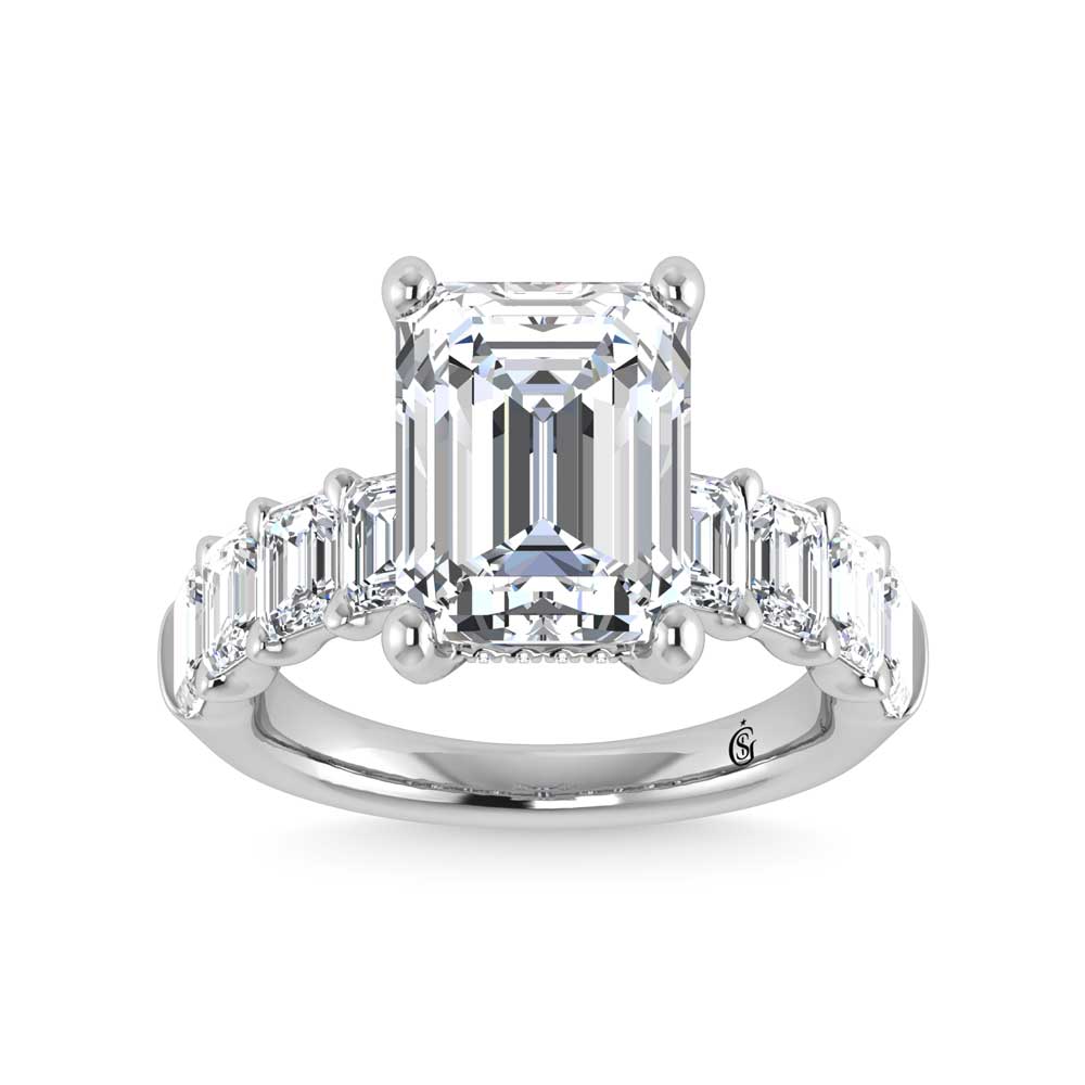 14K White Gold Lab Grown Diamond 6 3/4 Ct.Tw. Engagement Ring (IGI Certified Center 5ct)