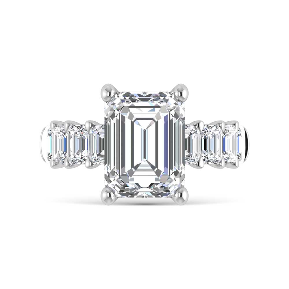 14K White Gold Lab Grown Diamond 6 3/4 Ct.Tw. Engagement Ring (IGI Certified Center 5ct)