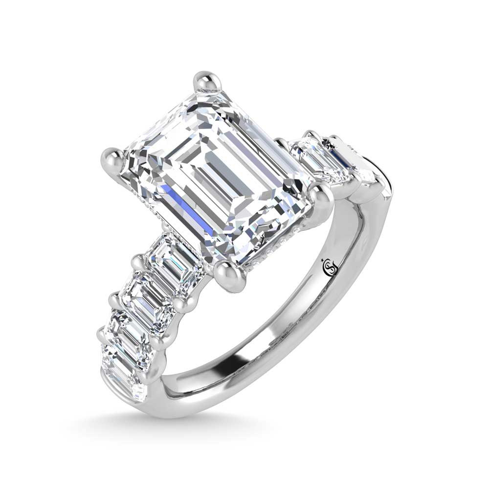 14K White Gold Lab Grown Diamond 6 3/4 Ct.Tw. Engagement Ring (IGI Certified Center 5ct)