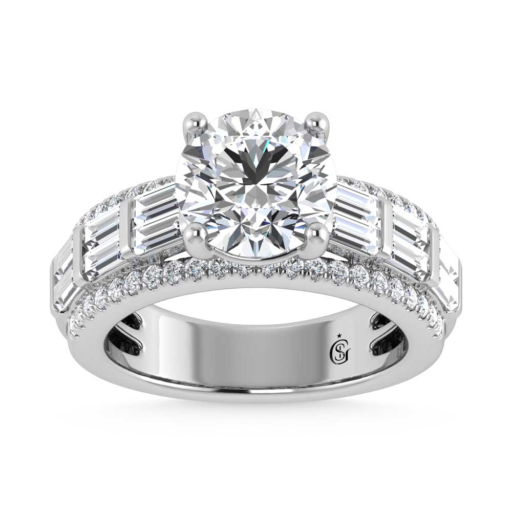 14K White Gold Lab Grown Diamond 4 Ct.Tw. Engagement Ring (IGI Certified Center 3ct)