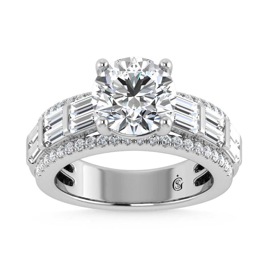 14K White Gold Lab Grown Diamond 4 Ct.Tw. Engagement Ring (IGI Certified Center 3ct)