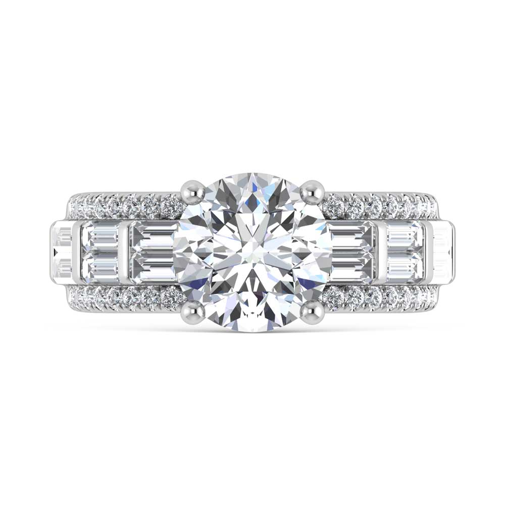 14K White Gold Lab Grown Diamond 4 Ct.Tw. Engagement Ring (IGI Certified Center 3ct)