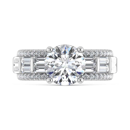 14K White Gold Lab Grown Diamond 4 Ct.Tw. Engagement Ring (IGI Certified Center 3ct)