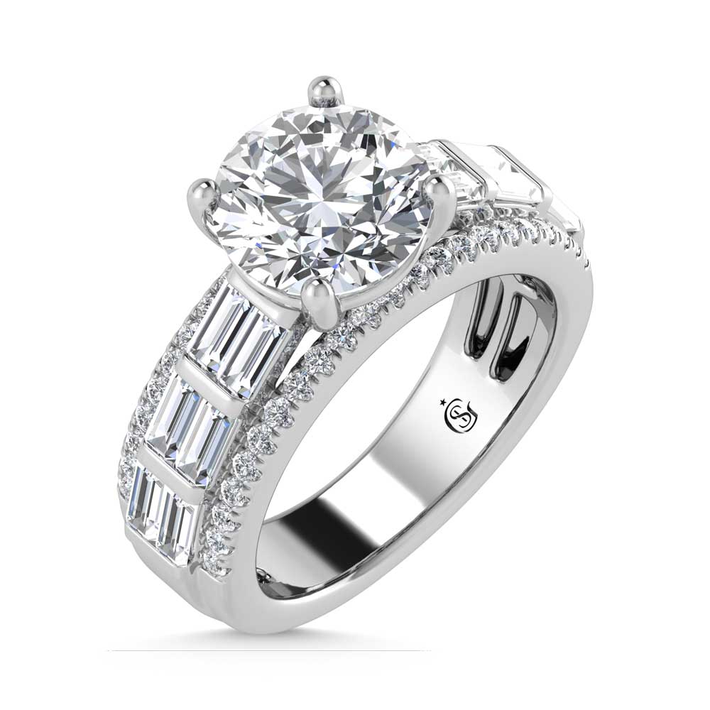14K White Gold Lab Grown Diamond 4 Ct.Tw. Engagement Ring (IGI Certified Center 3ct)