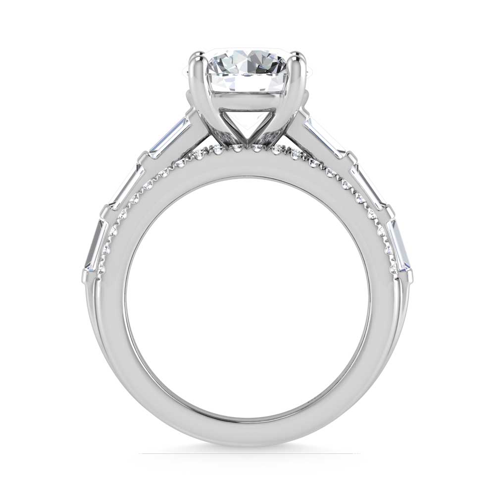 14K White Gold Lab Grown Diamond 4 Ct.Tw. Engagement Ring (IGI Certified Center 3ct)
