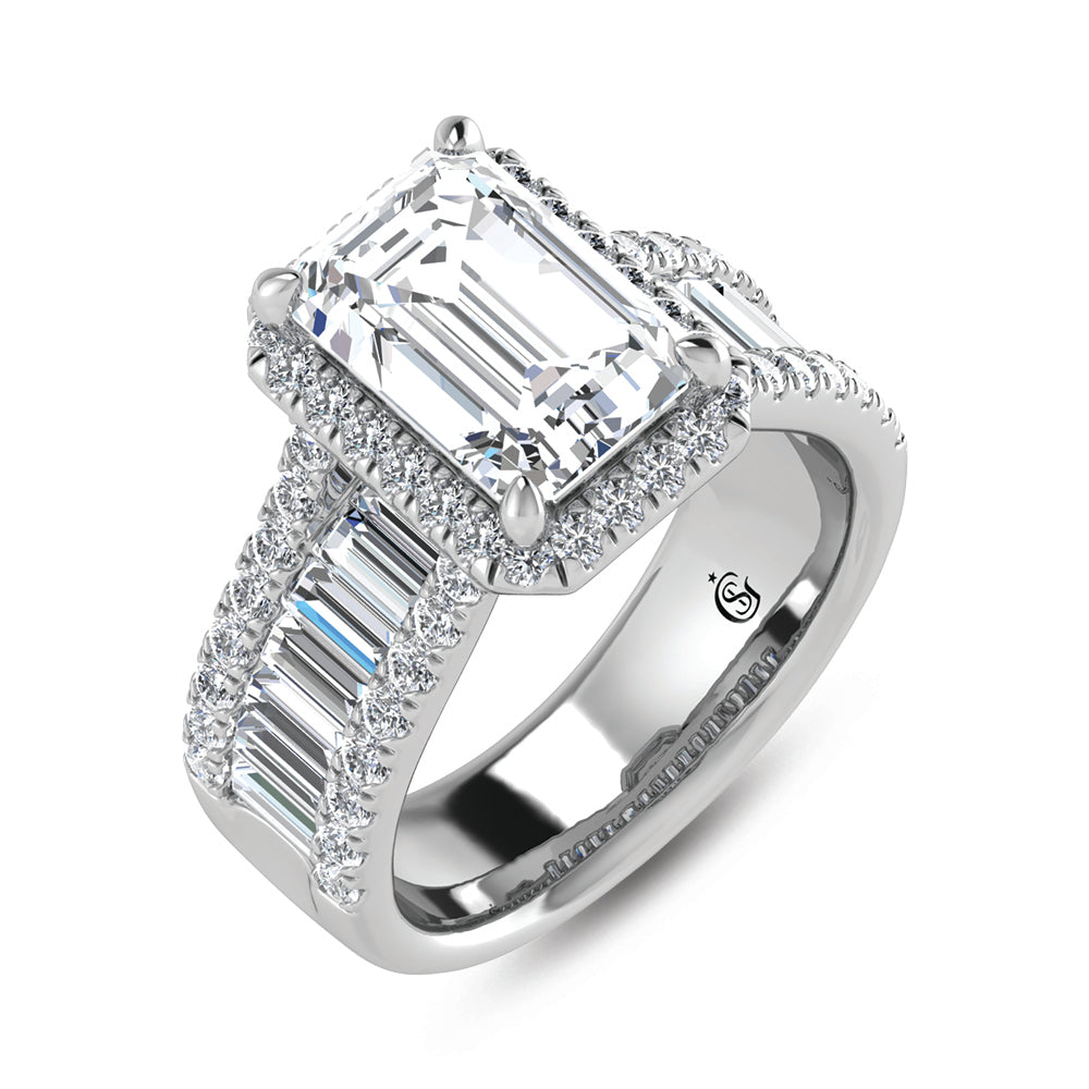 14K White Gold Lab Grown Diamond 4 5/8 Ct.Tw. Engagement Ring (IGI Certified Center 3ct)