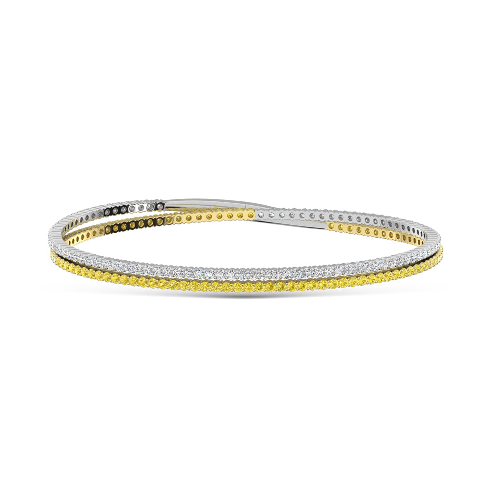 14K White Gold 3 1/2 Ct.Tw. Lab Grown Alternate Yellow and White Diamond Flexi Bangle