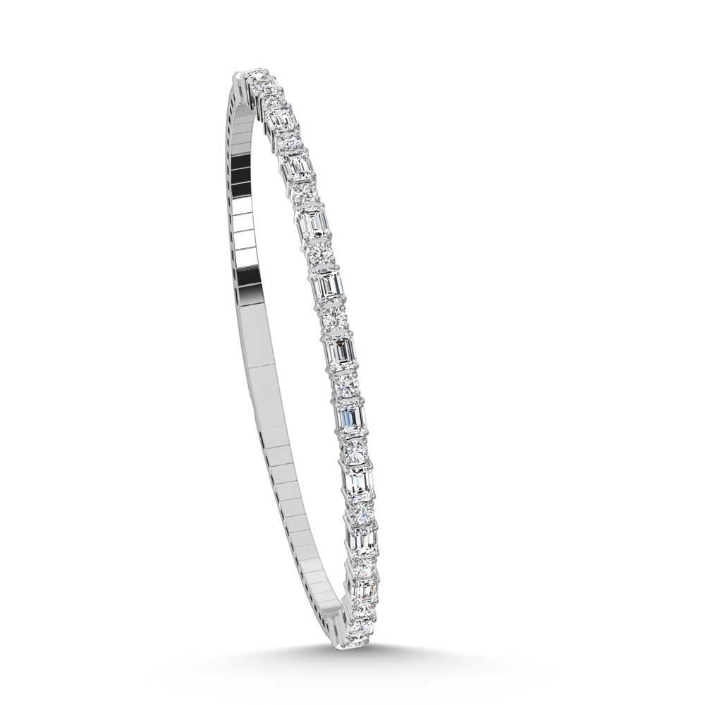 14K White Gold Lab Grown Diamond 3 Ct.Tw. Marquise and Round Shape Bangle