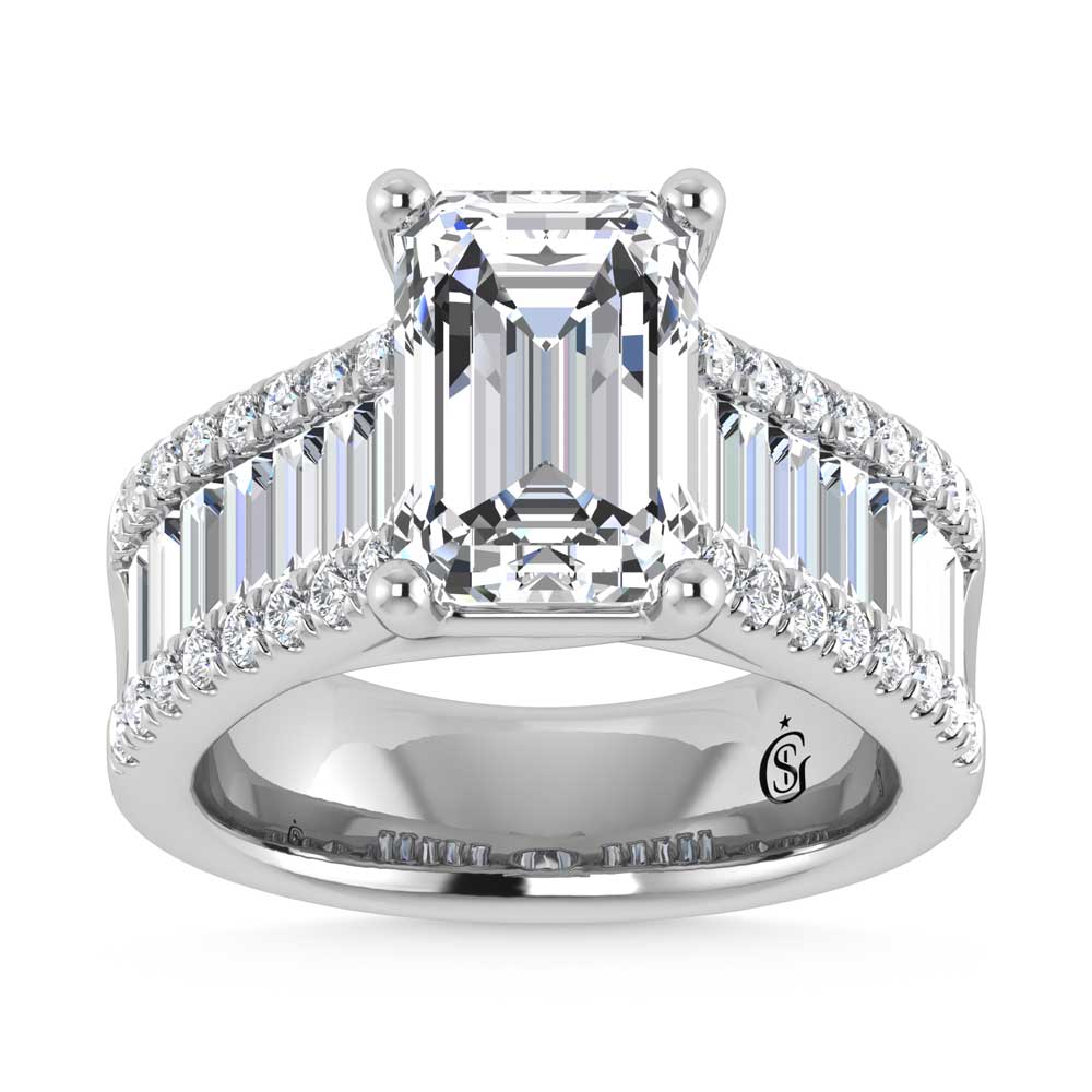 14K White Gold Lab Grown Diamond 4 1/6 Ct.Tw. Engagement Ring (IGI Certified Center 3ct)