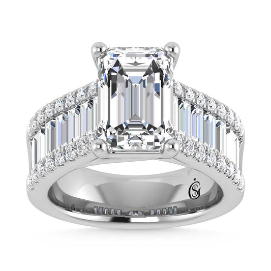 14K White Gold Lab Grown Diamond 4 1/6 Ct.Tw. Engagement Ring (IGI Certified Center 3ct)