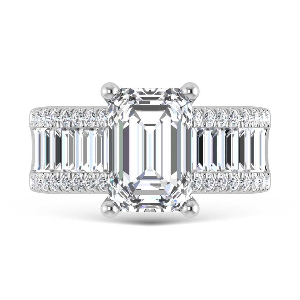 14K White Gold Lab Grown Diamond 4 1/6 Ct.Tw. Engagement Ring (IGI Certified Center 3ct)