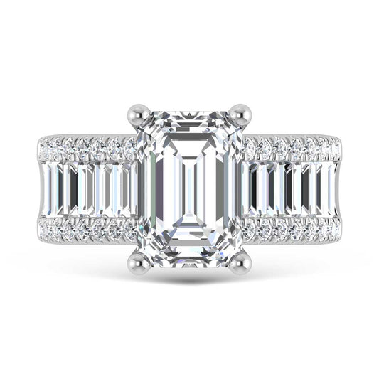 14K White Gold Lab Grown Diamond 4 1/6 Ct.Tw. Engagement Ring (IGI Certified Center 3ct)