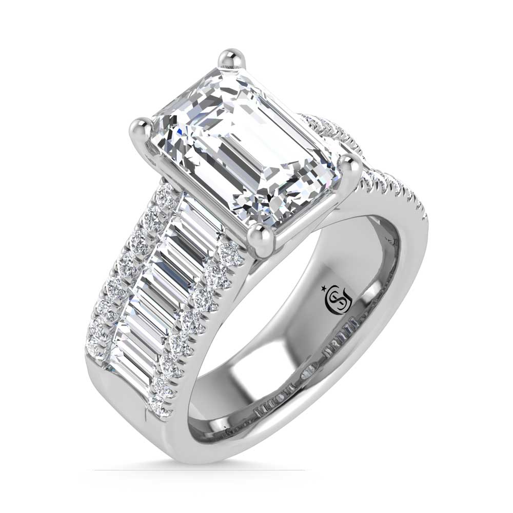 14K White Gold Lab Grown Diamond 4 1/6 Ct.Tw. Engagement Ring (IGI Certified Center 3ct)