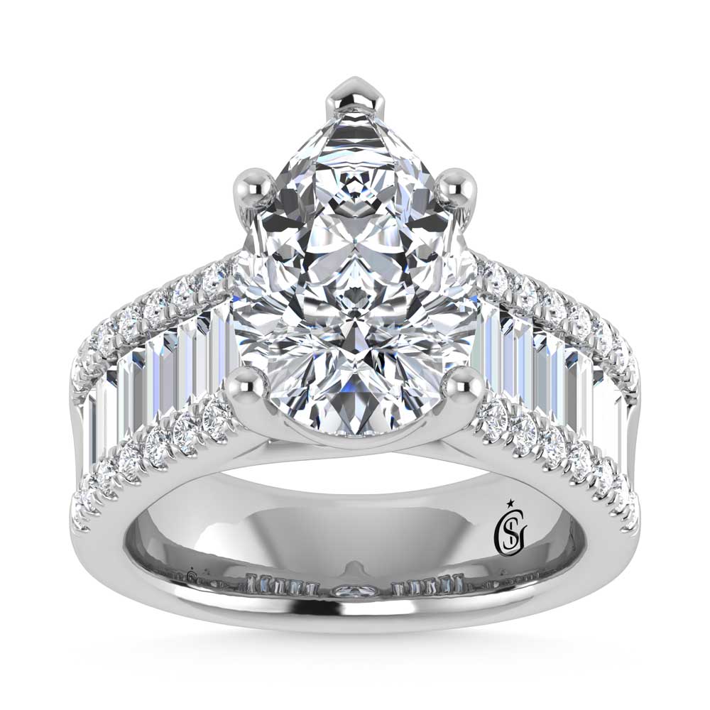 14K White Gold Lab Grown Diamond 4 1/6 Ct.Tw. Engagement Ring (IGI Certified Center 3ct)