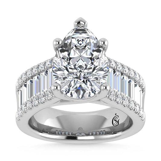 14K White Gold Lab Grown Diamond 4 1/6 Ct.Tw. Engagement Ring (IGI Certified Center 3ct)