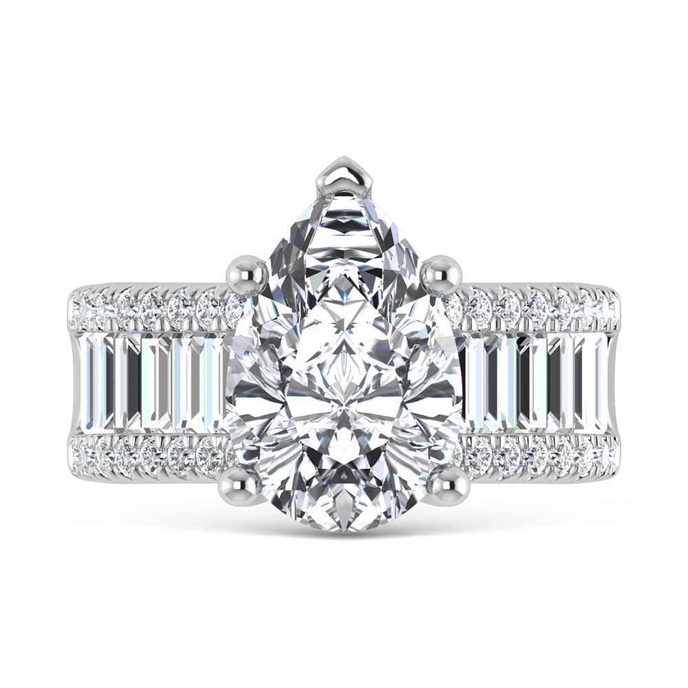 14K White Gold Lab Grown Diamond 4 1/6 Ct.Tw. Engagement Ring (IGI Certified Center 3ct)