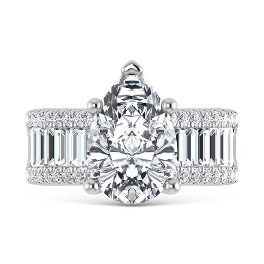 14K White Gold Lab Grown Diamond 4 1/6 Ct.Tw. Engagement Ring (IGI Certified Center 3ct)