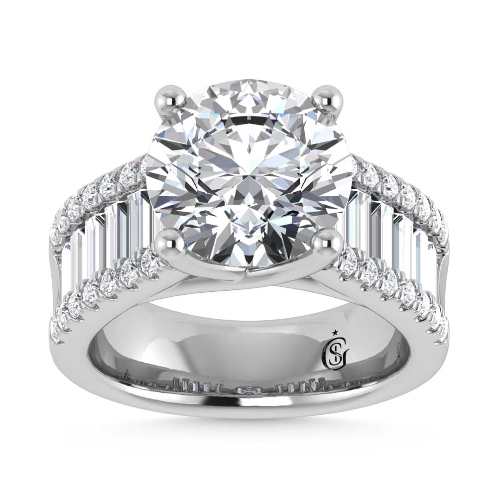 14K White Gold Lab Grown Diamond 4 1/6 Ct.Tw. Engagement Ring (IGI Certified Center 3ct)