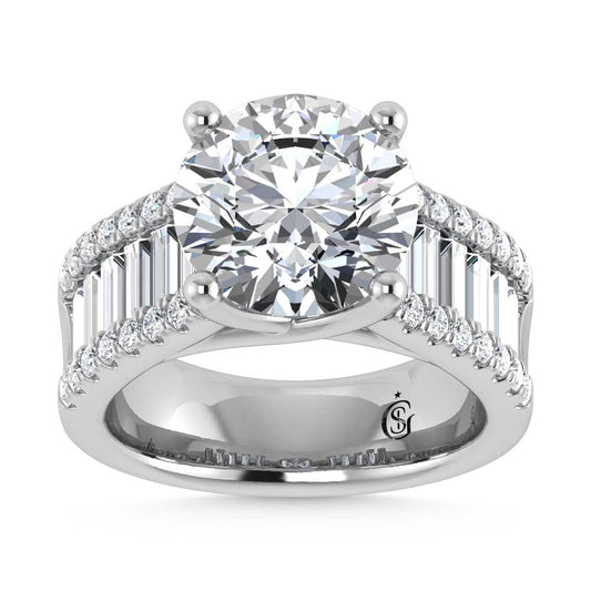 14K White Gold Lab Grown Diamond 4 1/6 Ct.Tw. Engagement Ring (IGI Certified Center 3ct)