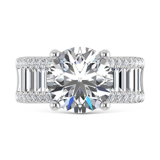 14K White Gold Lab Grown Diamond 4 1/6 Ct.Tw. Engagement Ring (IGI Certified Center 3ct)