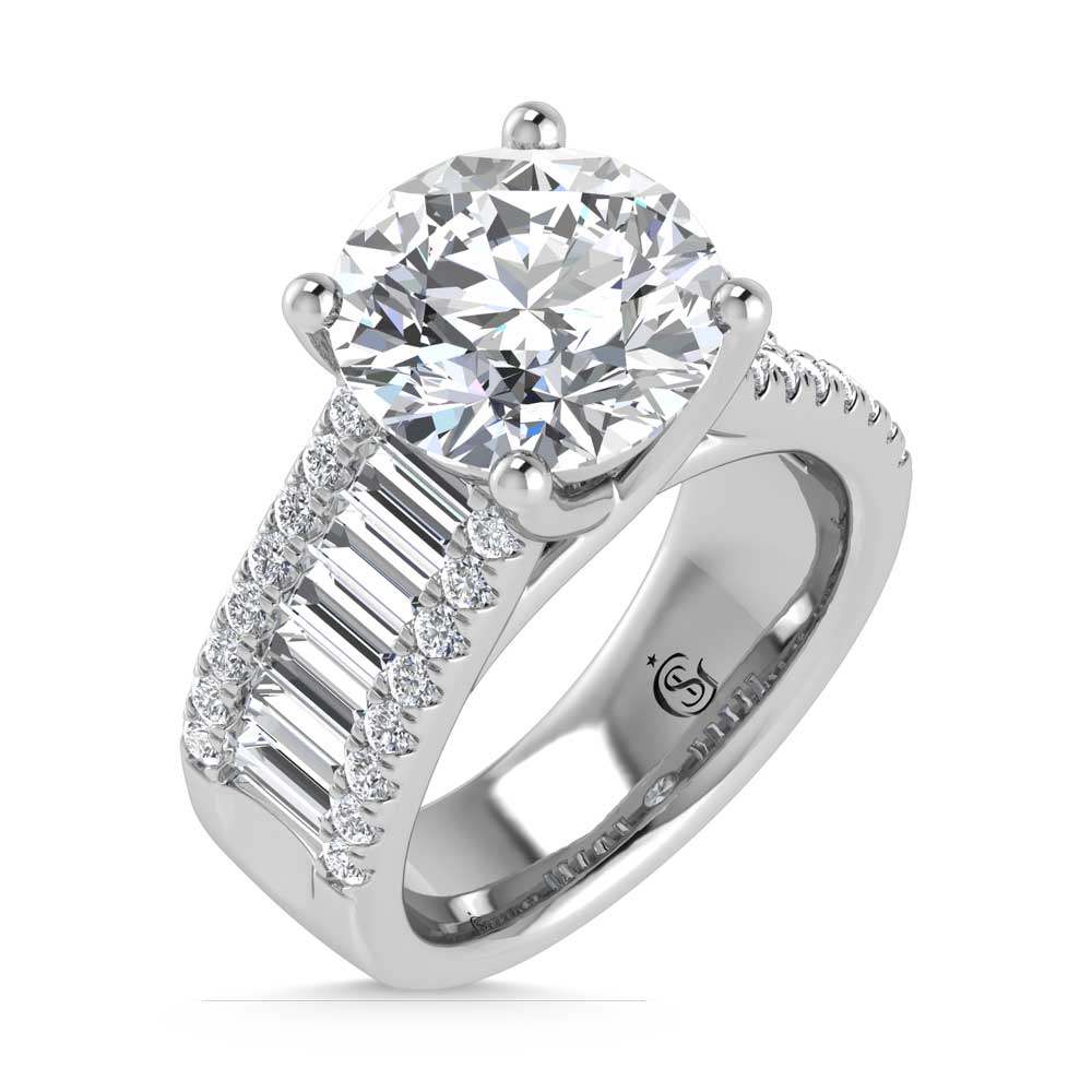 14K White Gold Lab Grown Diamond 4 1/6 Ct.Tw. Engagement Ring (IGI Certified Center 3ct)