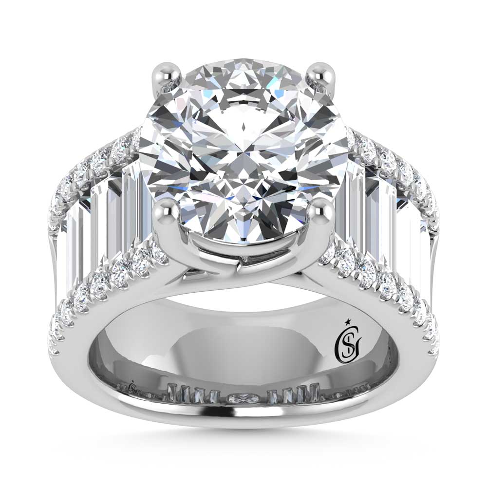 14K White Gold Lab Grown Diamond 7 1/2 Ct.Tw. Engagement Ring (IGI Certified Center 5ct)