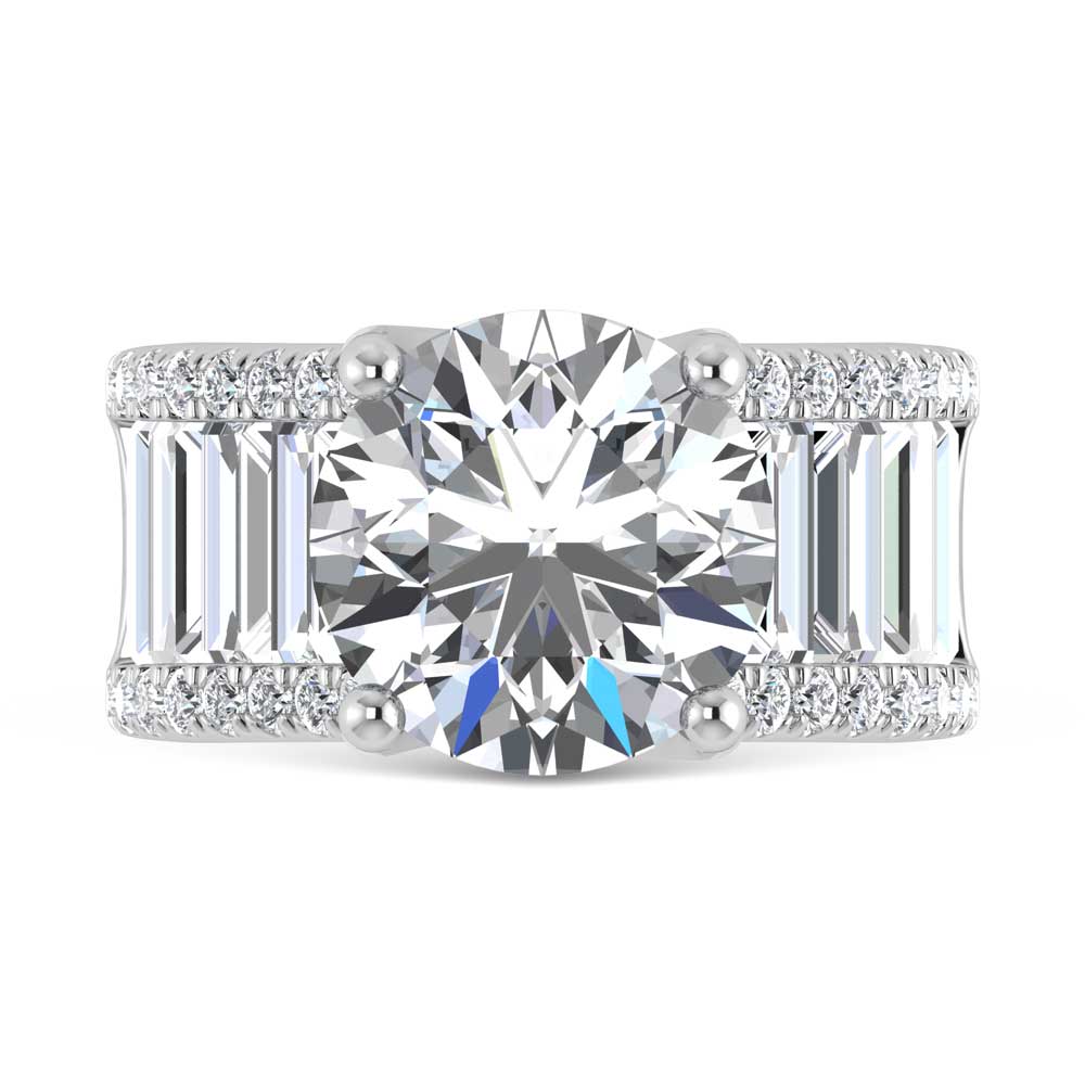 14K White Gold Lab Grown Diamond 7 1/2 Ct.Tw. Engagement Ring (IGI Certified Center 5ct)