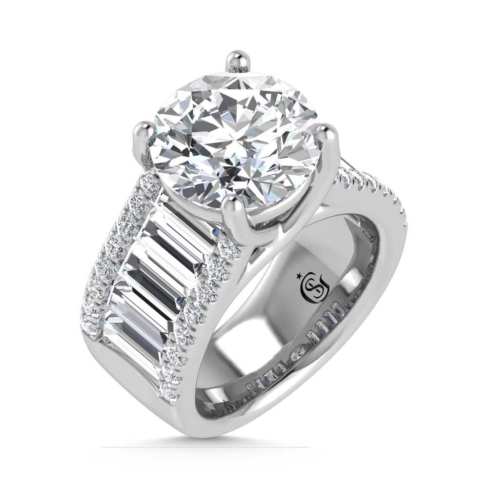 14K White Gold Lab Grown Diamond 7 1/2 Ct.Tw. Engagement Ring (IGI Certified Center 5ct)