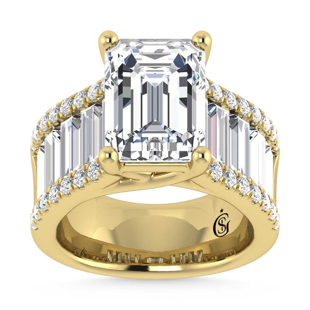 14K Yellow Gold Lab Grown Diamond 7 1/2 Ct.Tw. Engagement Ring (IGI Certified Center 5ct)