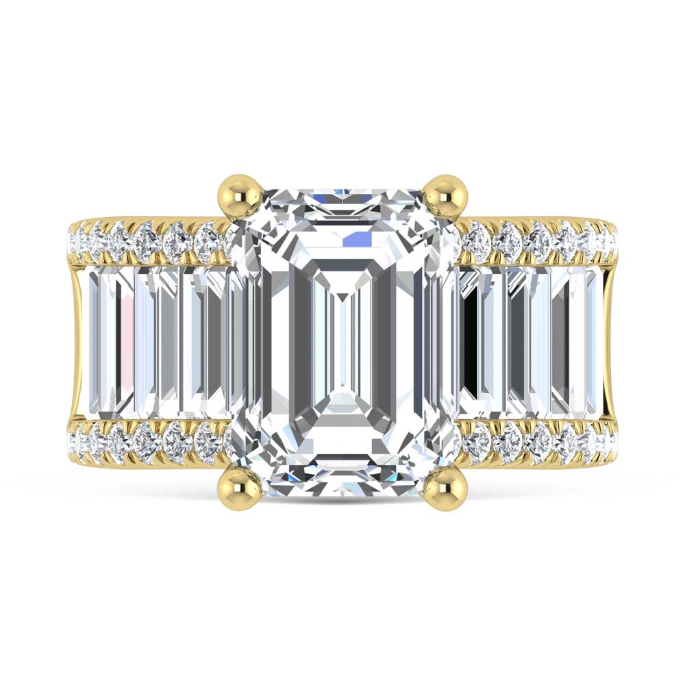 14K Yellow Gold Lab Grown Diamond 7 1/2 Ct.Tw. Engagement Ring (IGI Certified Center 5ct)