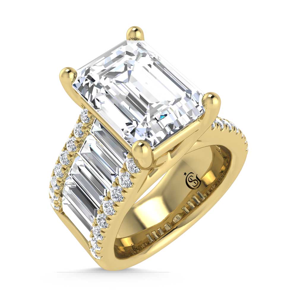 14K Yellow Gold Lab Grown Diamond 7 1/2 Ct.Tw. Engagement Ring (IGI Certified Center 5ct)