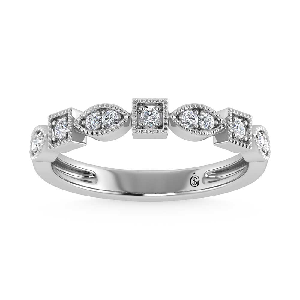 10K White Gold Lab Grown Diamond 1/6 Ct.Tw. Stack Band