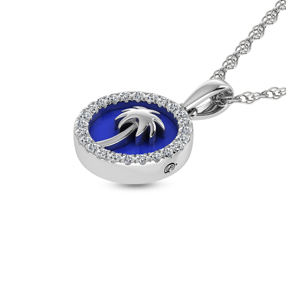Sterling Silver 1/6 Ct.Tw. Lab Grown Diamond Sea Of Life palm Tree Pendant
