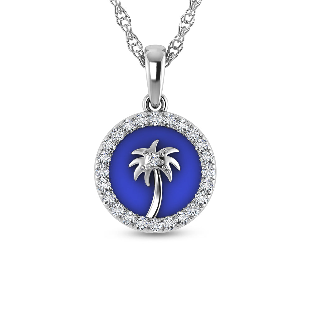 Sterling Silver 1/6 Ct.Tw. Lab Grown Diamond Sea Of Life palm Tree Pendant
