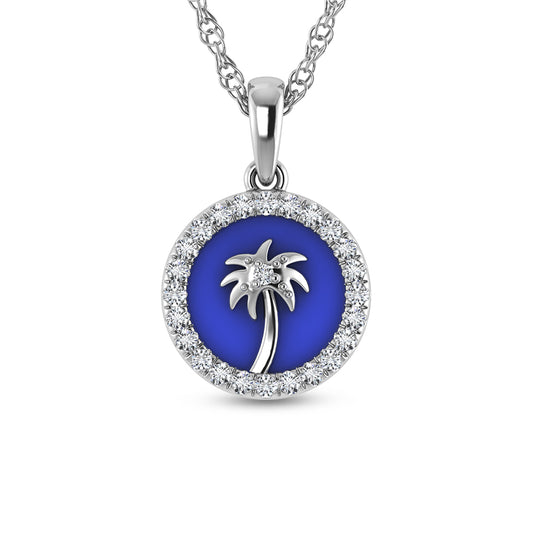 Sterling Silver 1/6 Ct.Tw. Lab Grown Diamond Sea Of Life palm Tree Pendant