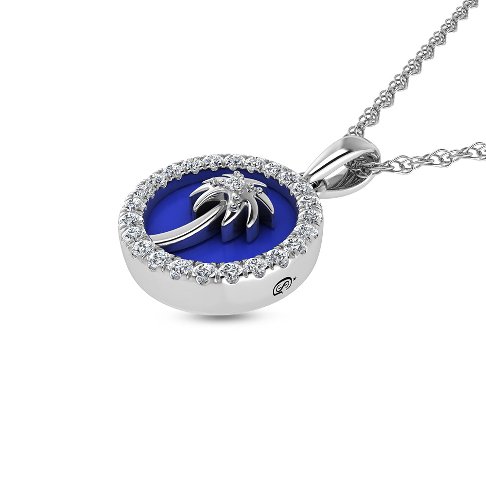 Sterling Silver 1/6 Ct.Tw. Lab Grown Diamond Sea Of Life palm Tree Pendant