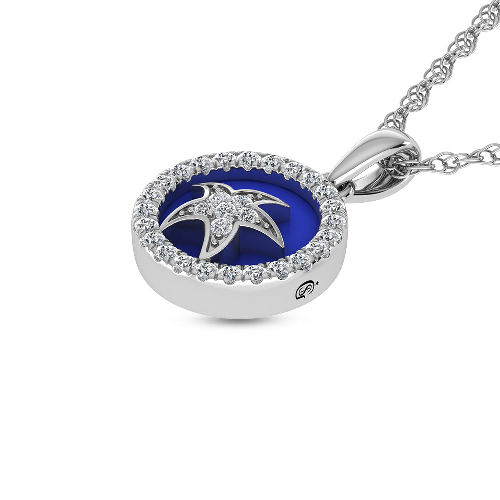 Sterling Silver 1/6 Ct.Tw. Lab Grown Diamond Sea Of Life Star Fish Pendant