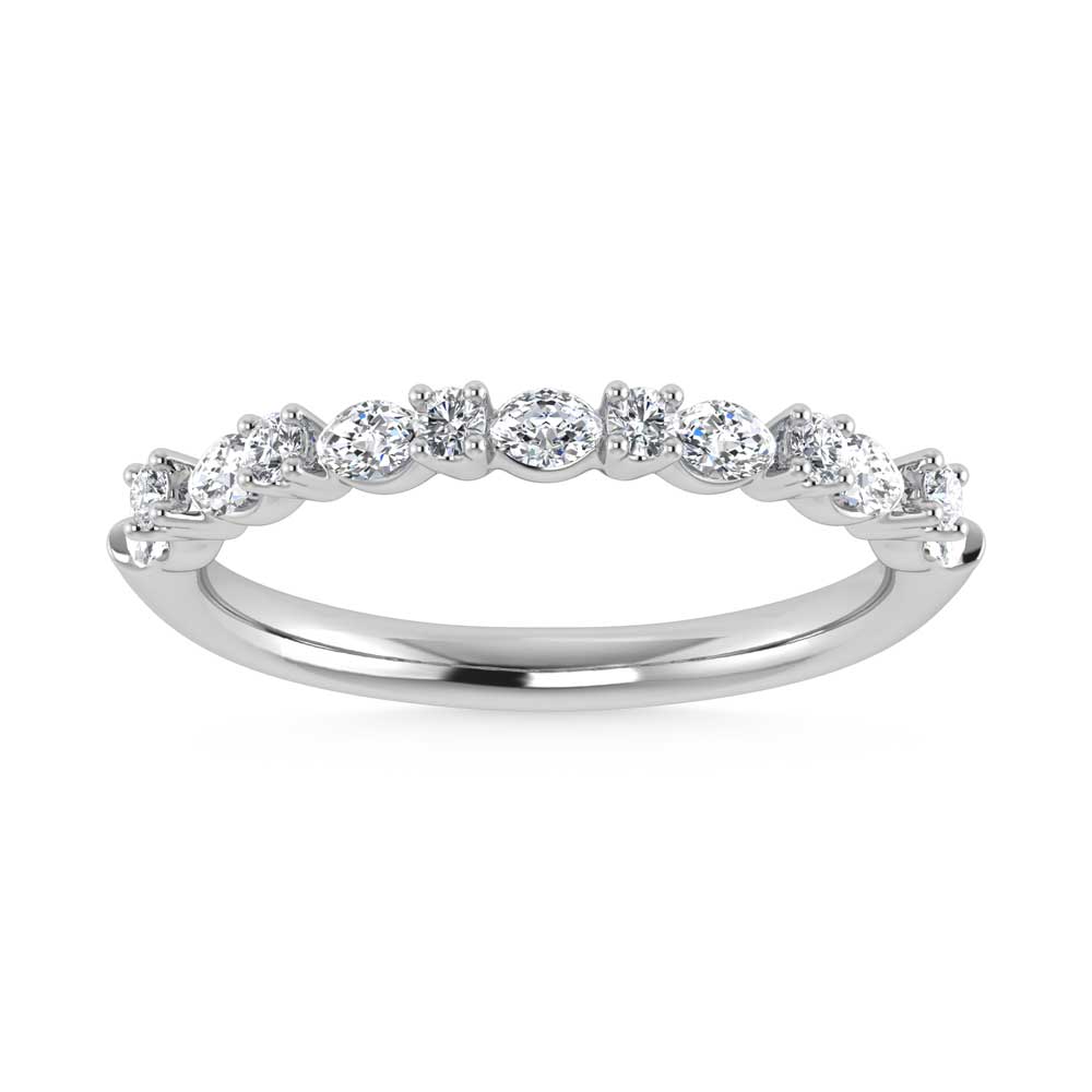 14K White Gold Lab Grown Diamond 5/8 Ct.Tw. Marquise and Round Stackable Band