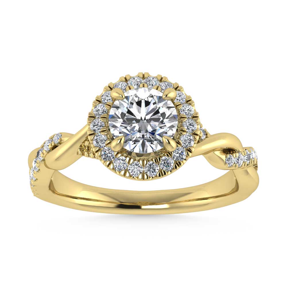 14K Yellow Gold Lab Grown Diamond 1 1/4 Ct.Tw. Engagement Ring (Center Round 1ct)