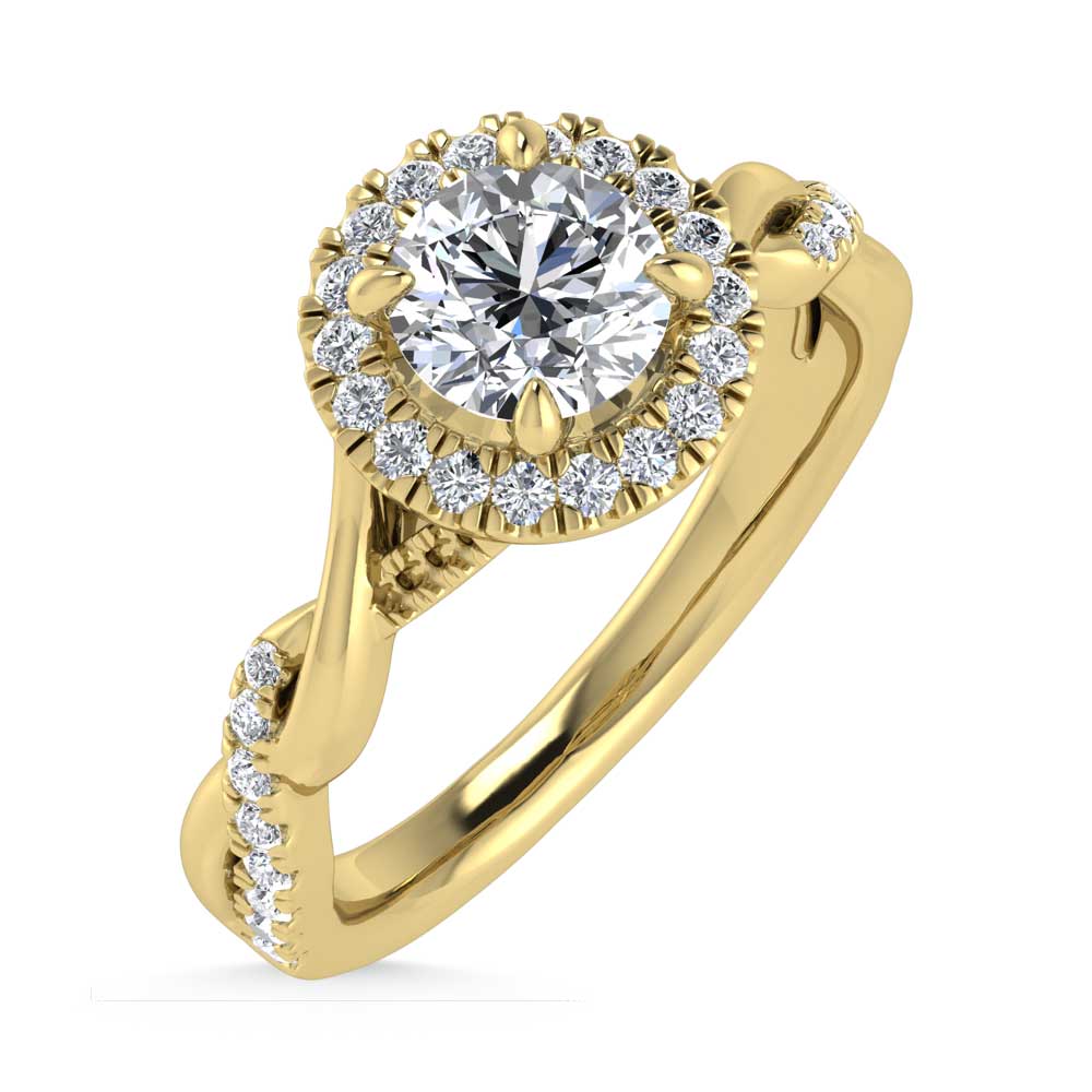 14K Yellow Gold Lab Grown Diamond 1 1/4 Ct.Tw. Engagement Ring (Center Round 1ct)