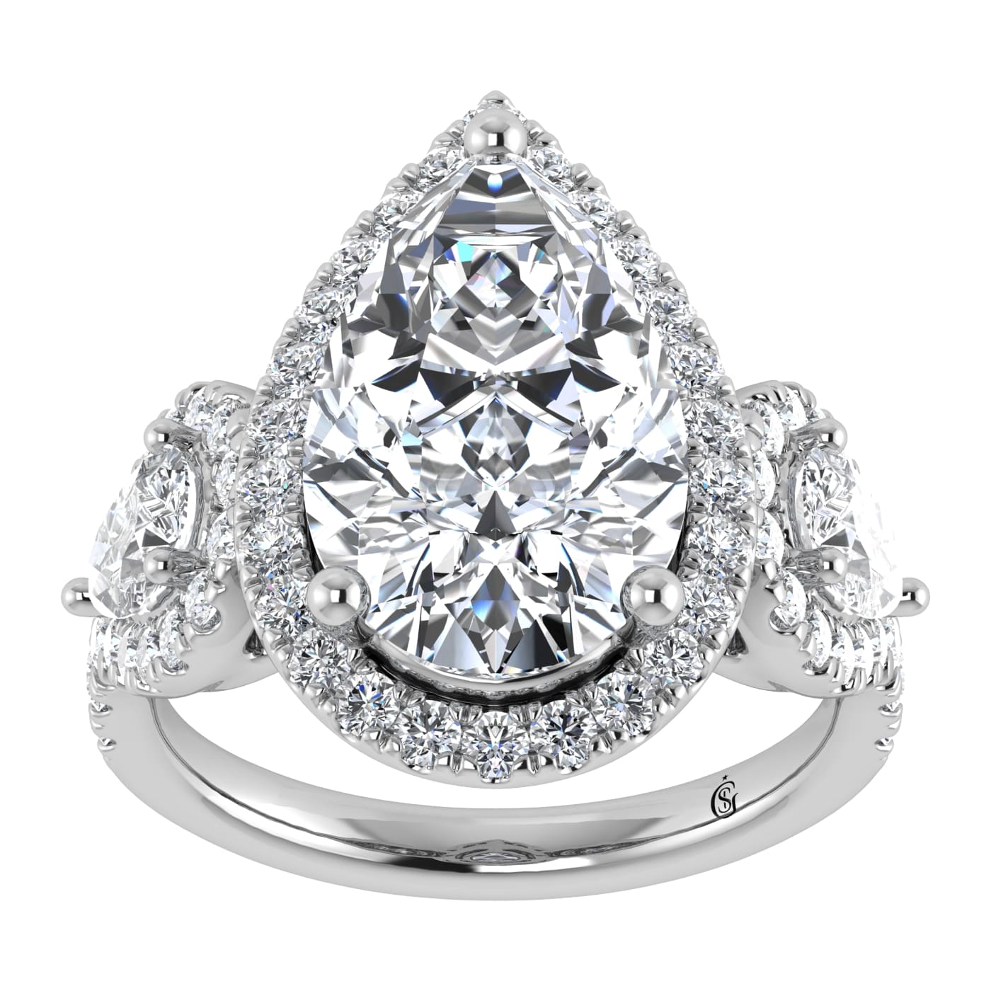 14K White Gold Lab Grown Diamond 5 1/4 Ct.Tw. Engagement Ring (IGI Certified Center 4ct)