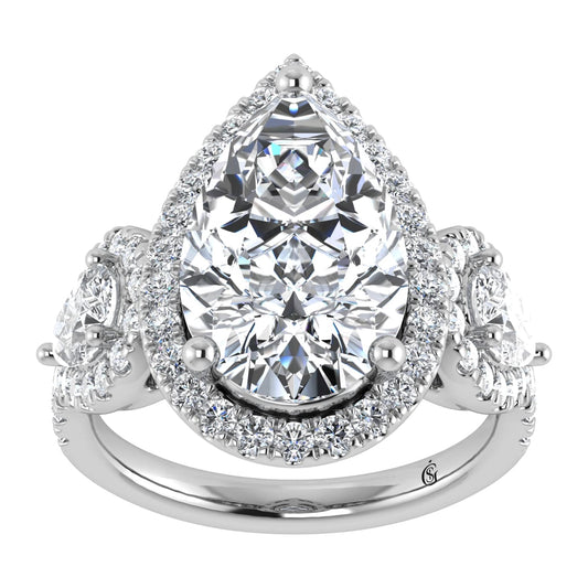 14K White Gold Lab Grown Diamond 5 1/4 Ct.Tw. Engagement Ring (IGI Certified Center 4ct)